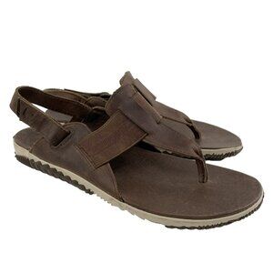 SOREL Sandals Women Size 9 Out N About Plus Brown Nubuck Leather Slingback Shoes